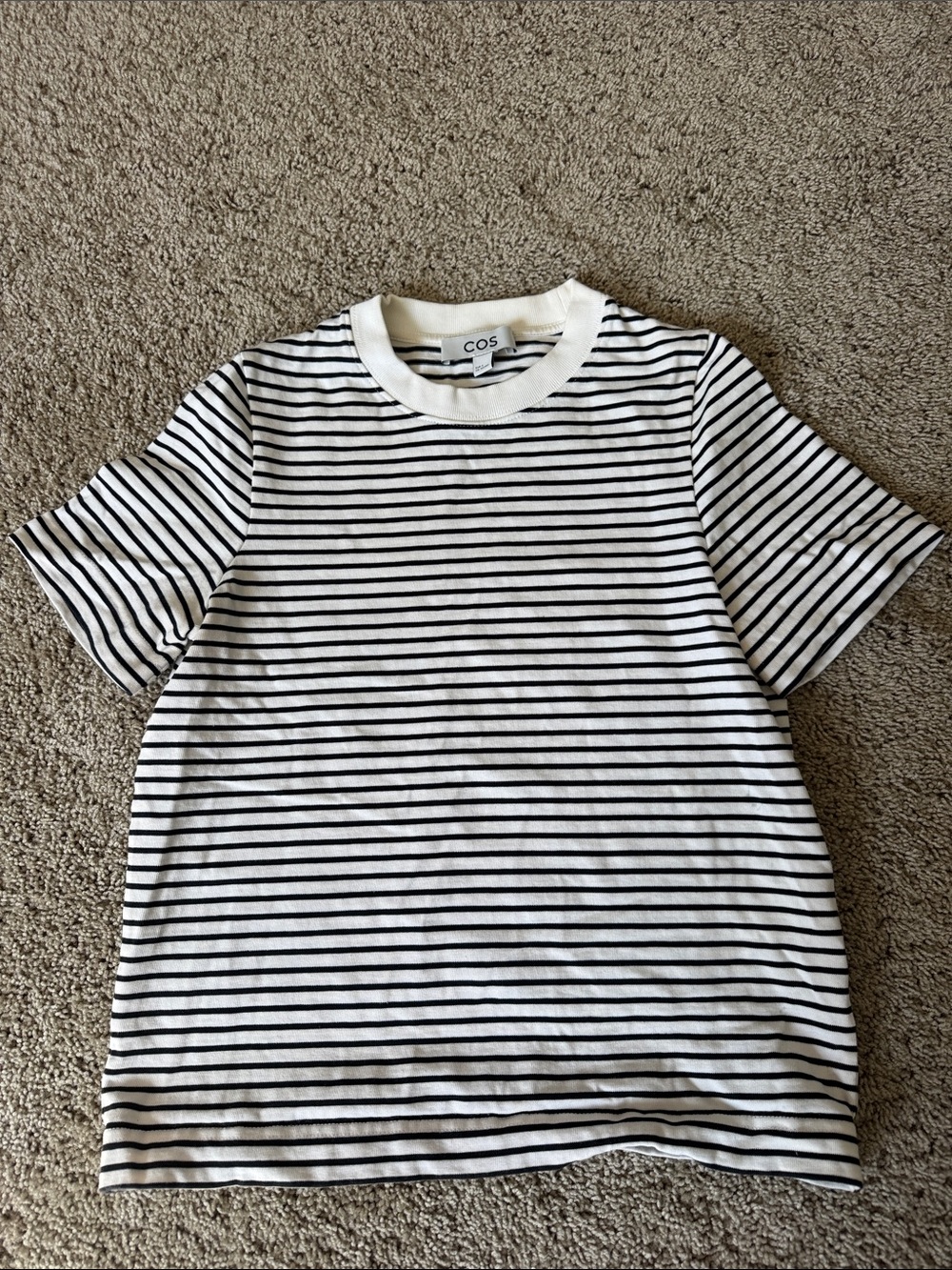 White and Black Striped Short Sleeve Tee